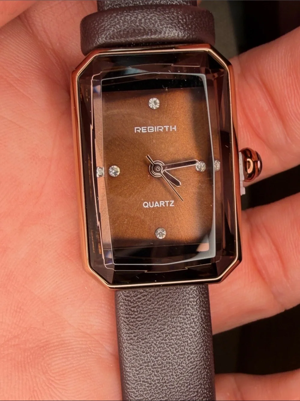 Brown Leather-Strap Quartz Watch